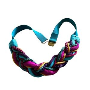 Vintage 80’s Colorful Braided Belt With Elastic Belt